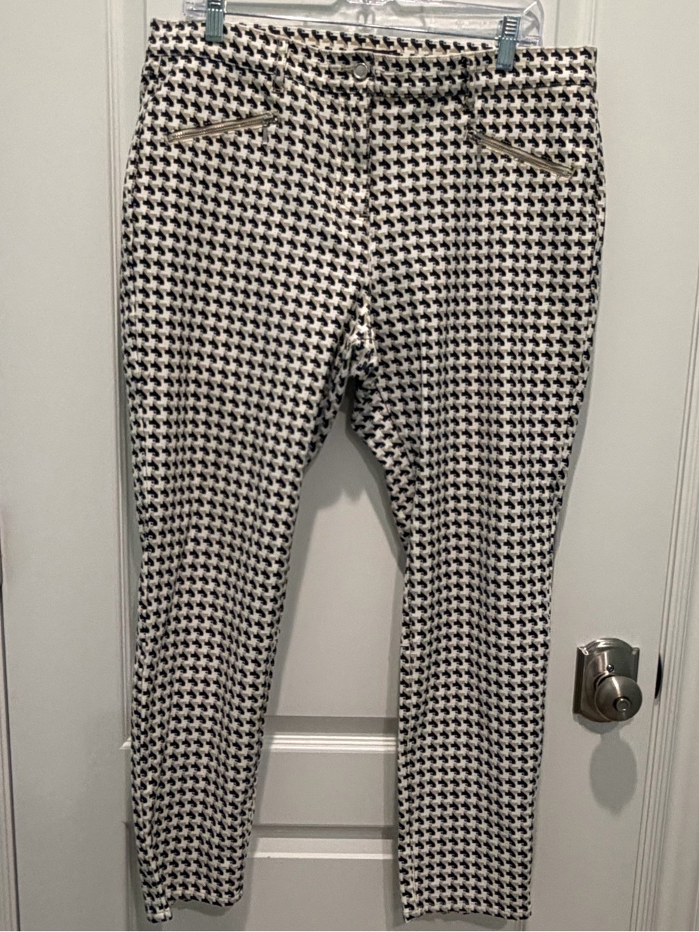 J McLaughlin Printed Ankle Pants Zip Accent Houndstooth Print Women’s SIze 14